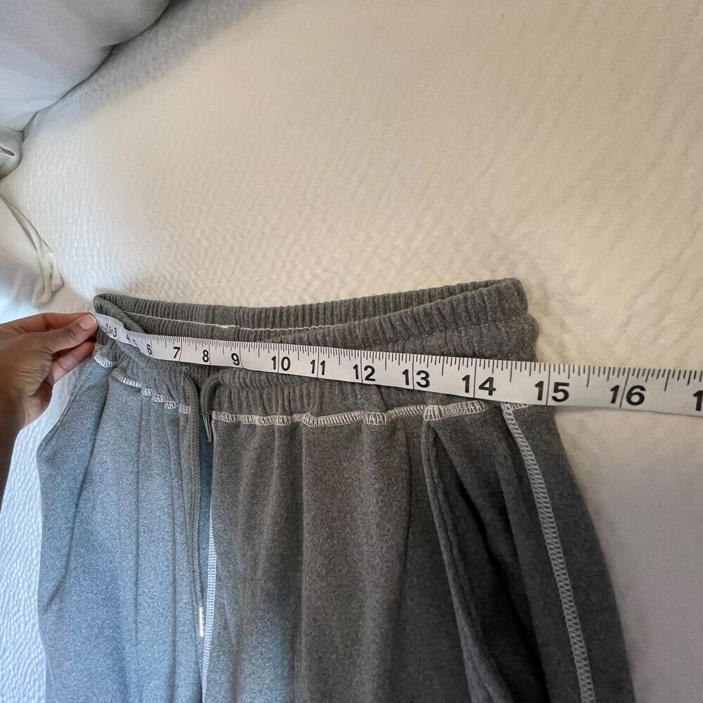 Womens XL Grey Wide Leg Contrast Stitch Sweatpants Drawstring Lounge Pants XL - Picture 8 of 10